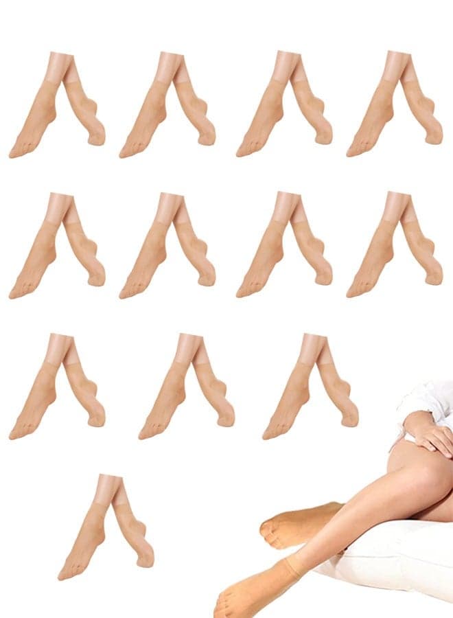 Ankle Socks Silky Thin Nylon Transparent Ankle Socks women's ankle highStockings for Women and Girls 12 Pairs
