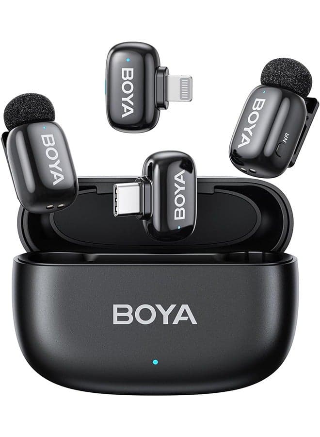 BOYA mini-12 Wireless Lavalier Microphone Noise Cancellation Microphone For iPhone 15/16 Android Smartphones Ultra mini microphone with AI Voice Change, Metal Clip on Mic for Vlogging TikTok YouTube Content Creators Live Streaming Interview Recording