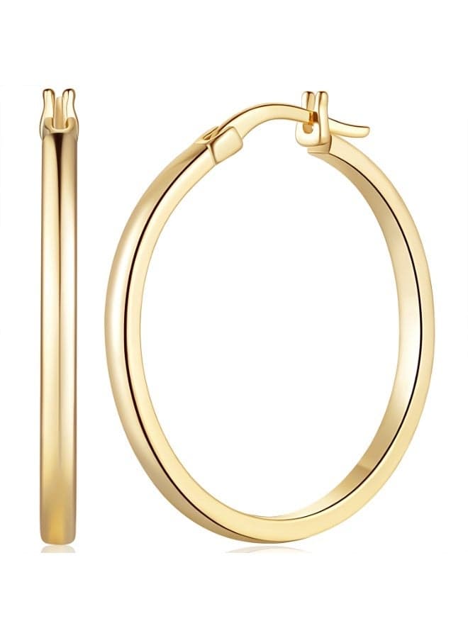 18K Gold Hoop Earrings 18K Gold Earrings for Women 30mm Gold Hoop Earrings for Women Trendy Women's Earrings Hypoallergenic Hoop Earrings Luxury Christmas Gifts Birthday Women Gifts for Women