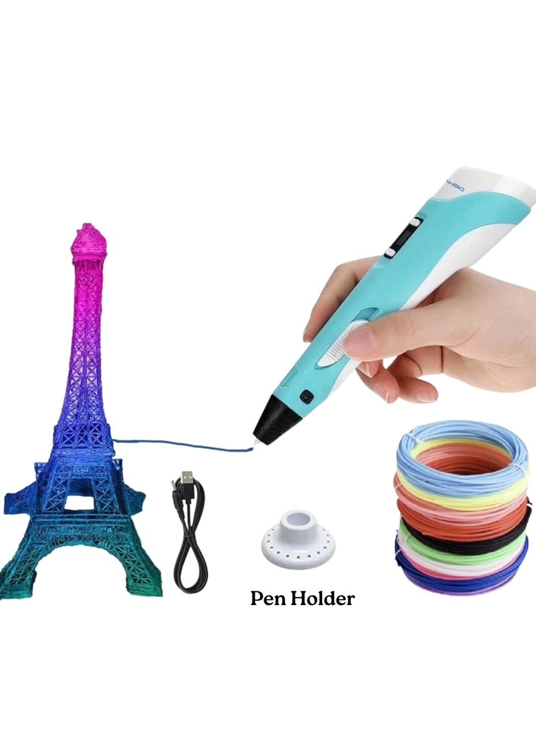 3D Printing Pen Multicolour with LCD Display – Compatible with 1.75mm PLA/ABS Filament – USB Powered Drawing Pen for Kids & Adults – Safe, Creative Art Tool – Best Gift for Kids, DIY & Crafts