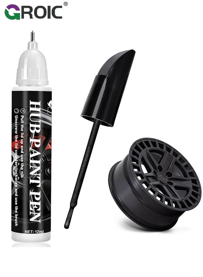 Wheel Touch Up Paint, 12ml Car Rim Scratch Repair Pen, Minor Scratches and Chips on Vehicle Wheels, Quick and Easy Rim Scratch Repair Tool, Quickly Repairing Scratched, Rusted, or Corroded Wheel Area