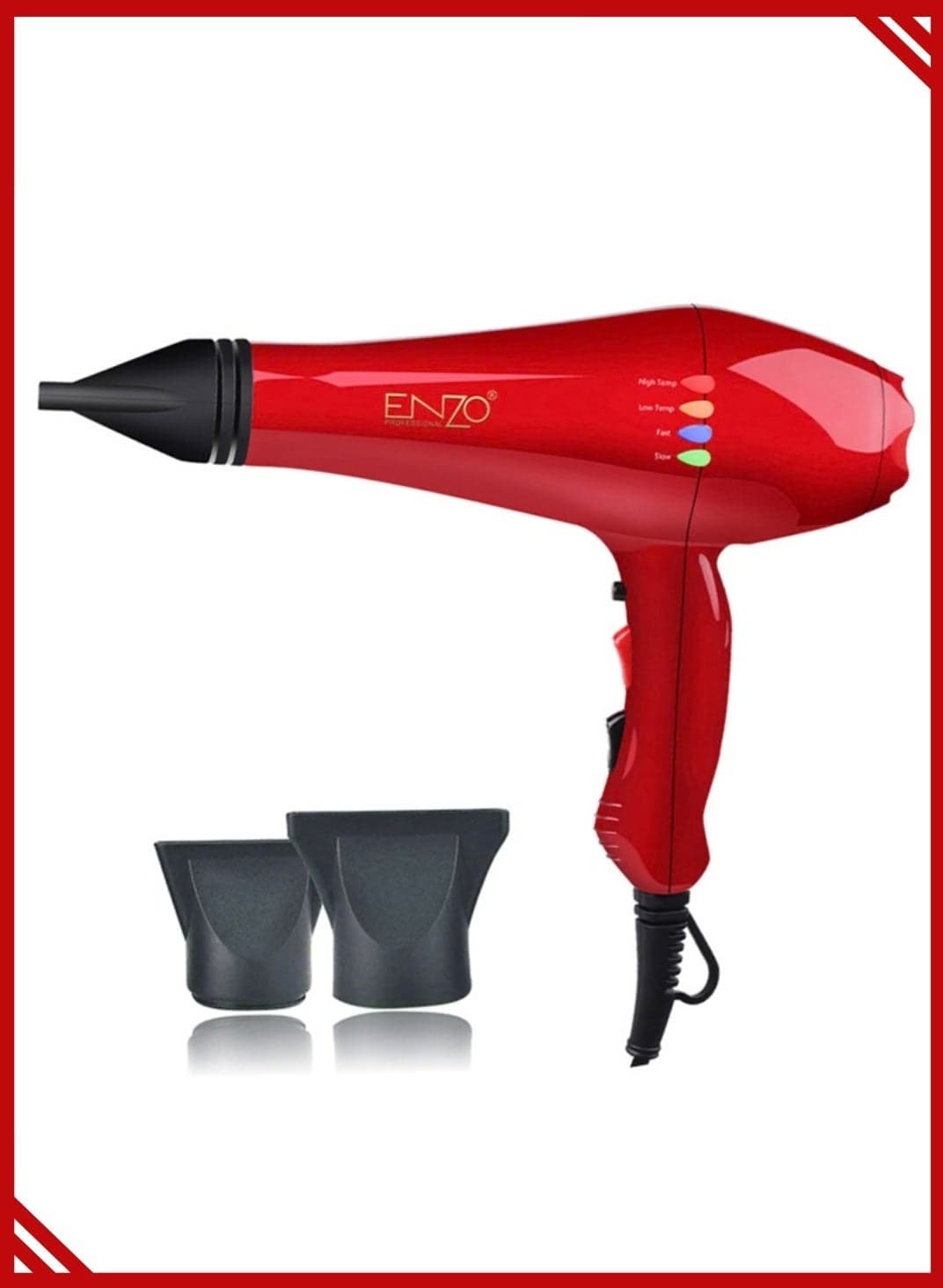 ENZO EN8860R Professional Hair Dryer 1600W – Ultimate Salon Hair Dryer with AC Motor, Ceramic Technology & Overheat Protection