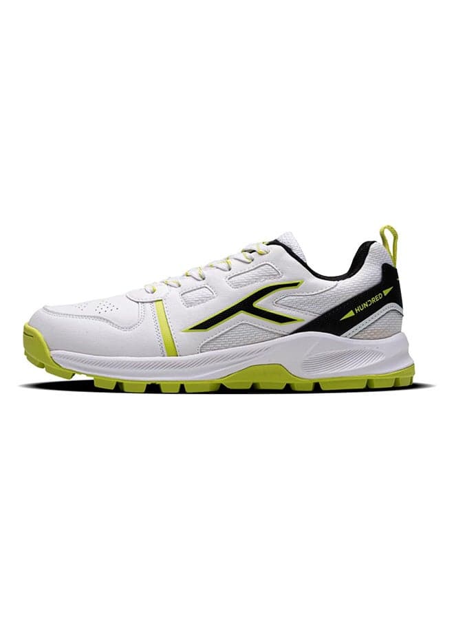 Hyperturf Cricket Shoes | Terraspike Rubber Studs | Embedded Support Plate For Stability | Lightweight & Durable | Ideal For Turf, Ground & Hard Surfaces (White/Lime/Black ; Uk 11)