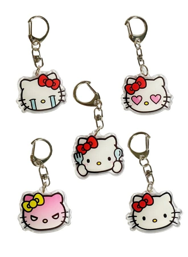 5PCS Hello Kitty Keychains, Versatile Accessory for Backpacks, Handbags, and Car Keys