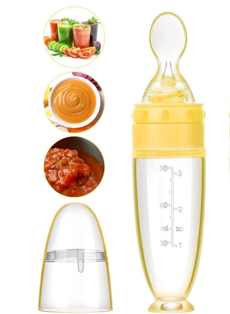 Babytot Silicone Baby Feeding Bottle with Spoon for Newborn | Squeezable BPA-Free Feeder with Dropper Tip | Soft Silicone Spoon for Baby Food & Medicine | Easy to Clean | 0-4 Years