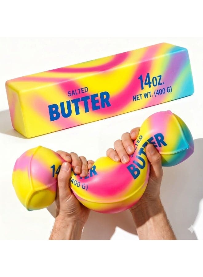 Realistic Stick of Butter Squishy Toy – 14oz (400g) Slow-Rise Salted Butter Stress Reliever | Soft TPR Squeeze Sensory Fidget Toy for Kids & Adults | Funny Prank Gag Gift & Decompression Office Desk Accessory | Perfect Birthday & Eid Gift