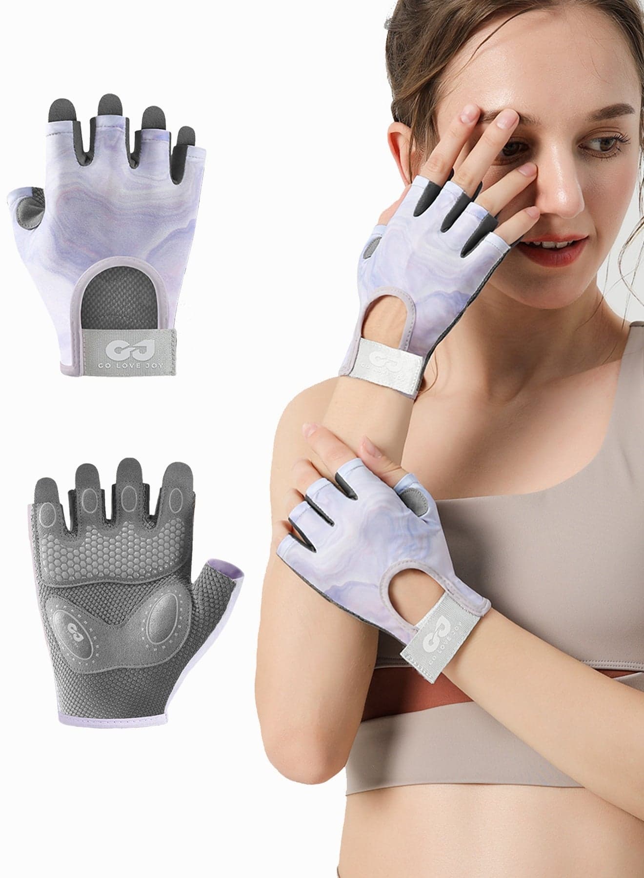 Gym Gloves Women & Men with Wrist Support , Silicone Grip Palm Shock-Absorbing Anti-Slip Workout Gloves for Weight Lifting, Fitness, Pull-Ups, Cycling(M)