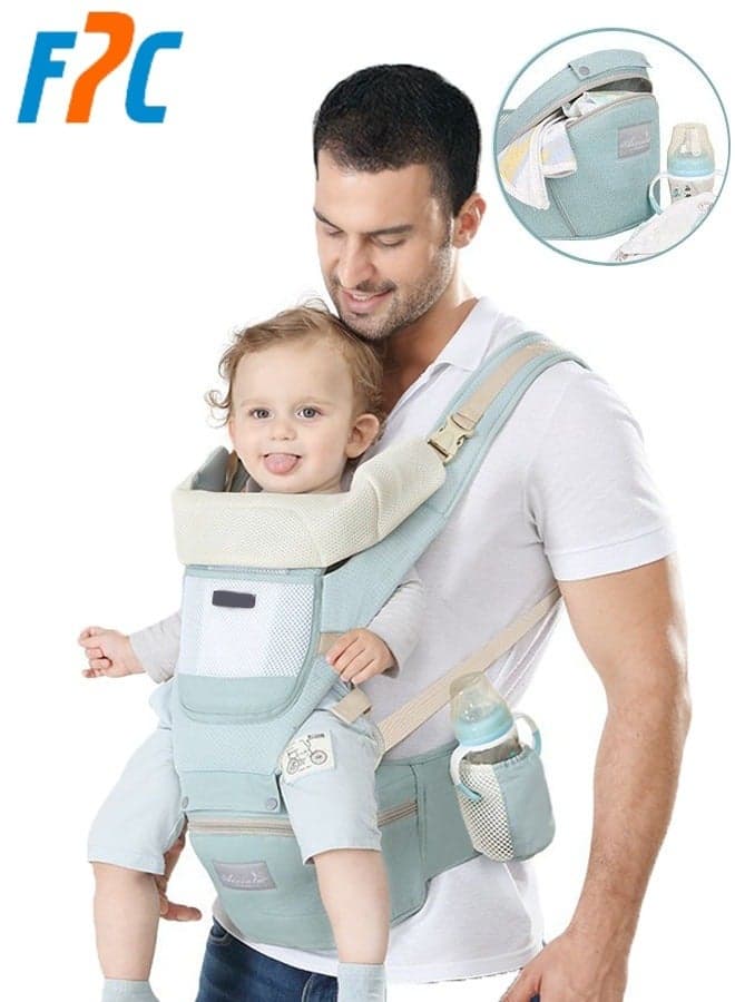 Ergonomic Baby Carrier with Waist Stool & Storage Bag – Kangaroo Shoulder Sling for Infants & Kids (0-36 Months), Adjustable Hipseat Wrap