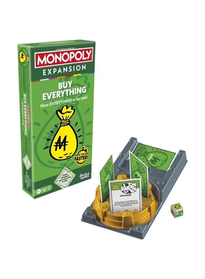 Buy Everything EXPANSION | Add More Fun to Classic Monopoly Game and Play Faster | Ages 8+ | 2-6 Players | 40 Mins. | Family Board Games