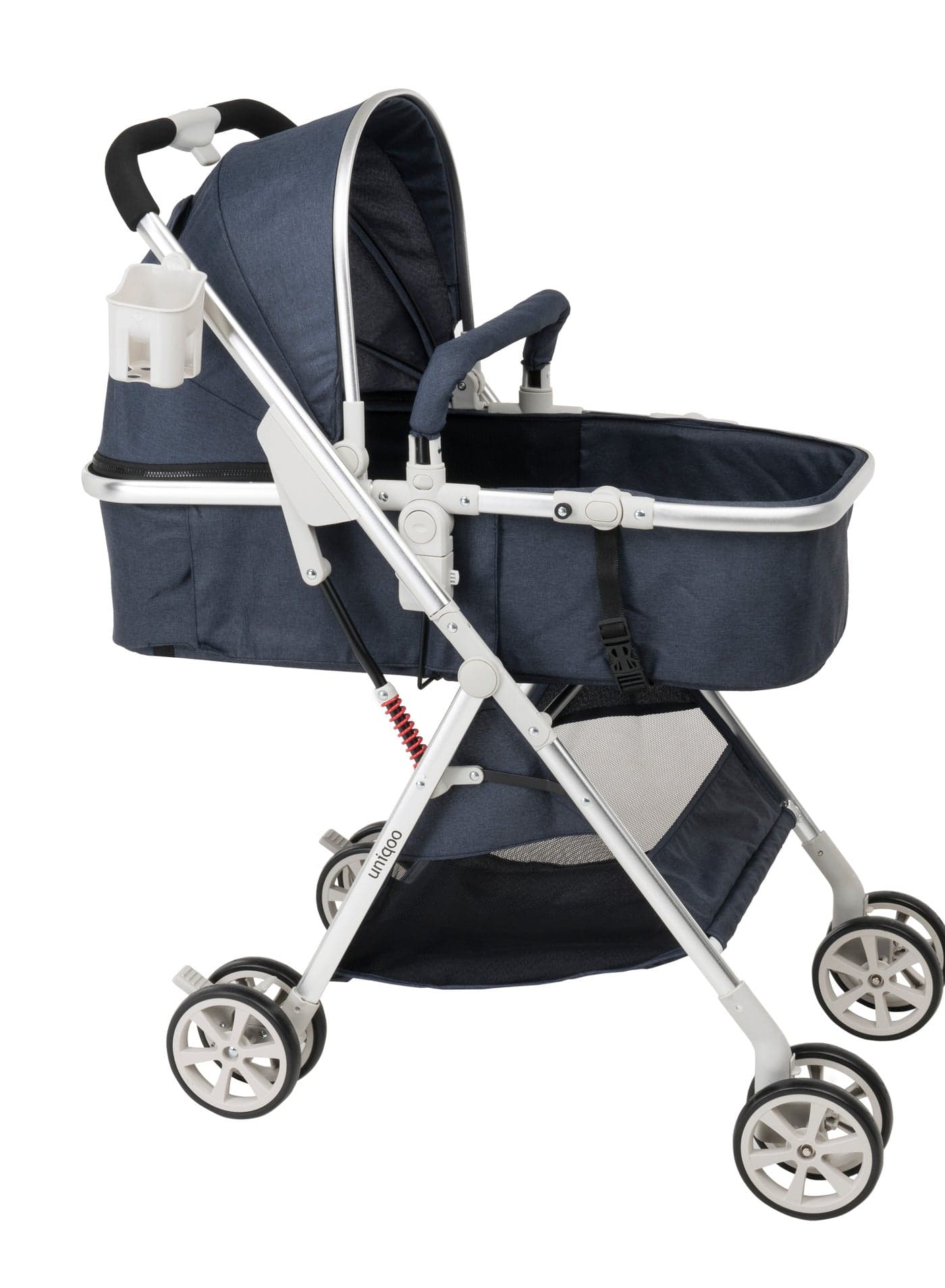 Uniqoo 6 Blue Premium Portable Baby Pram – Lightweight Foldable Stroller for Newborns & Toddlers | Compact Travel-Friendly Pram with Safety Harness & Reclining Seat