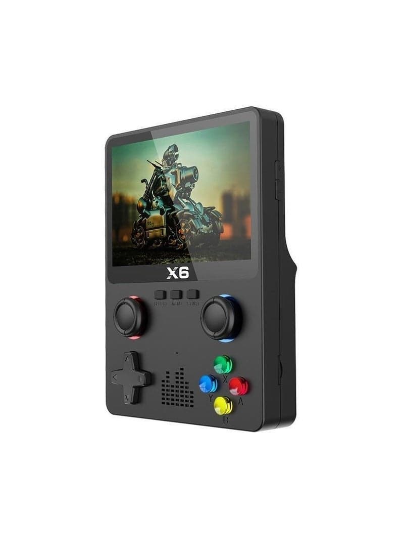X6 Retro Handheld Game Console with 3.5-Inch LCD Screen, Built-In 10000+ Games, Supports 11 Emulators, TV Output via AV Cable, Rechargeable Battery Portable Gaming Console (Black)