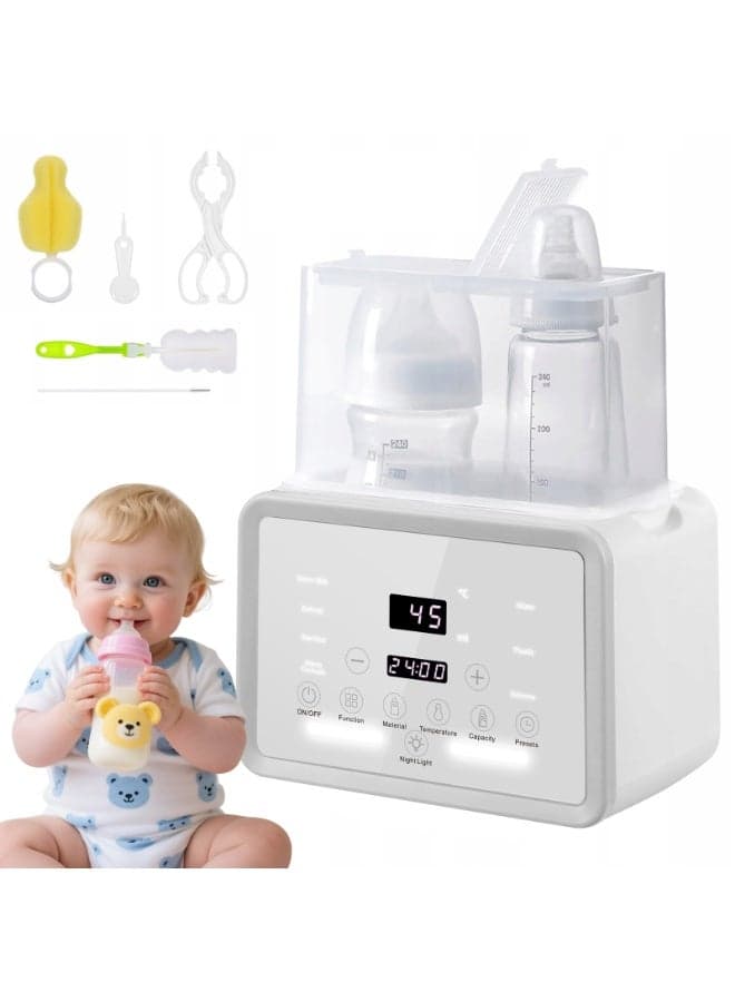 9 in 1 Baby Bottle Warmer, Electric Milk Warmer for Baby, Baby Food Heater & Steam Defrost BPA-Free Warmer, 48H Constant Warming with Timer, Automatic Intelligent Thermostat, Accurate Temperature Control, LCD Display, Night Light, Sterilizing, Cleaning Brush, for Breastmilk, Formula and Double Bottles