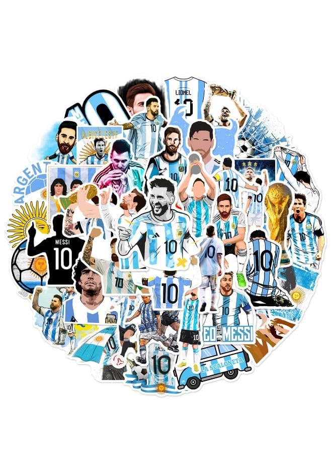 50-Piece Messi Stickers, World Cup Football Sticker, Waterproof Stickers for Laptop,Skateboard, Water Bottles,Computer,Phone,Guitar, Stickers for Kids Teens Adult