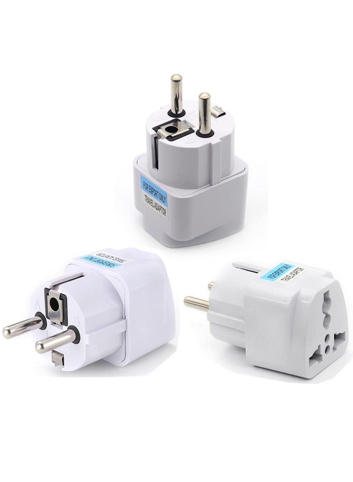 Type E/F 2-Pin Grounded Plug Adapter (EU plug 3 Pieces)