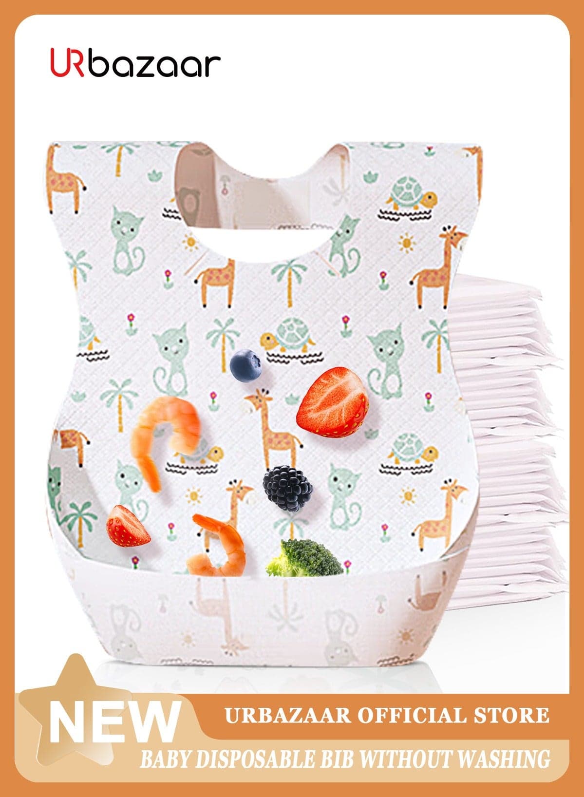 40-Pcs Disposable Baby Bibs for Feeding Drooling – Travel Bibs for Baby Absorbent + Leakproof Disposable Bibs Baby
