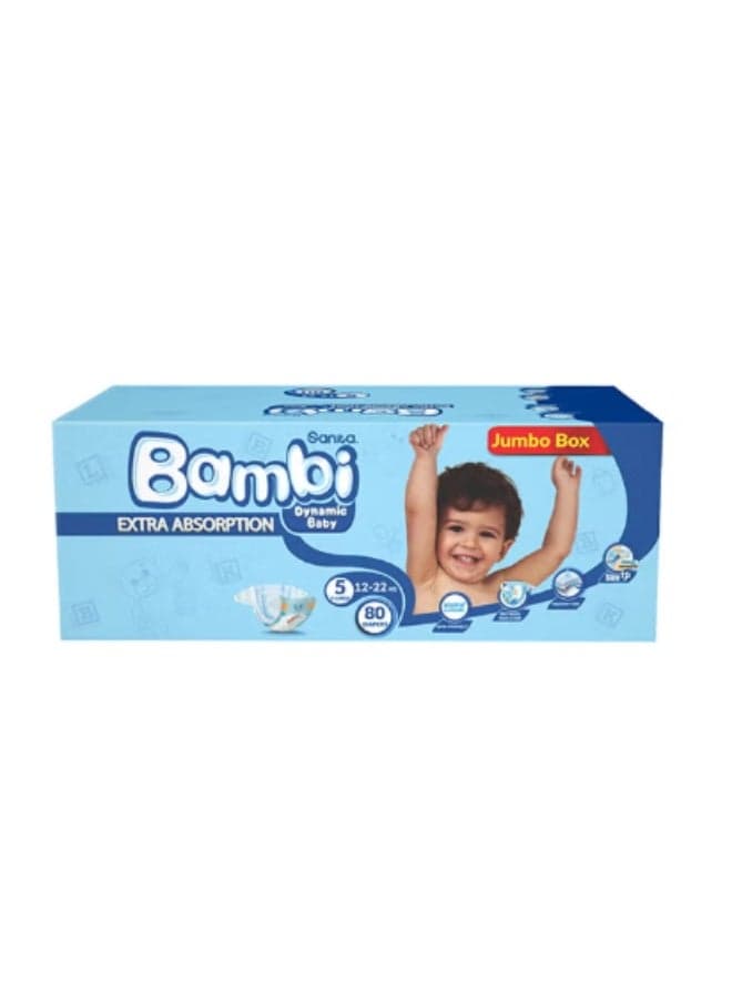 Sanita Baby Diapers Size 5, X-Large, 12-22kg, 80 Diapers