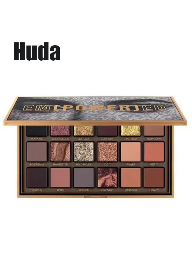 Empowered Eyeshadow palette Multicolour, 18 Colors Matte Shimmer Glitter Multi Reflective Shades Ultra Pigmented Makeup Eye Shadow Powder Waterproof Eye Shadow