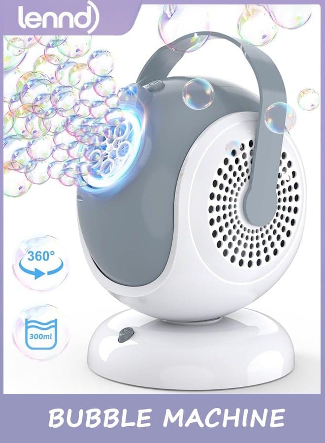 Bubble Machine - Automatic Bubbles Blower for Kids, Toddlers - 360° Oscillation & 75° Adjustment, Bubble Toys with LED Light - Gifts for Boys, Girls, Easter, Outdoor, Birthday, Party Use