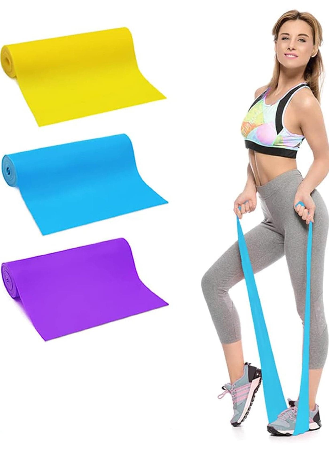 Resistance Bands Elastic Exercise Bands Set for Recovery Physical Therapy Yoga Pilates Rehab Fitness Strength Training