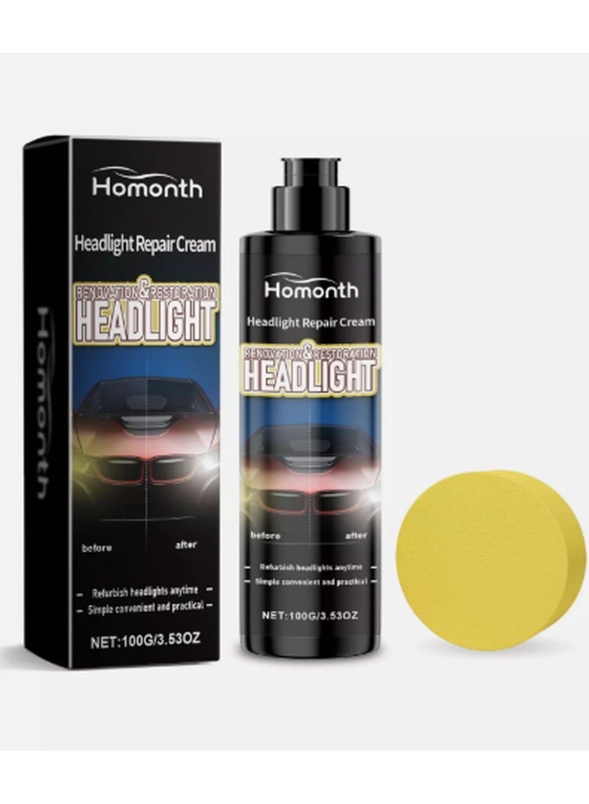 Headlight Repair Cream - 100g Lens Cleaner & Restorer, Headlight Renovation Repair Kit