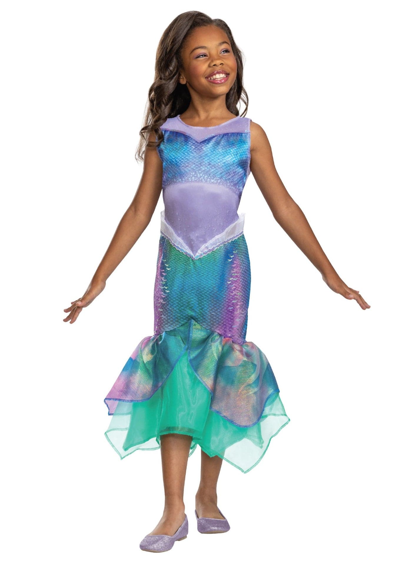 Disney Ariel Mermaid Classic Costume for Girls, Officially Licensed Princess Costume