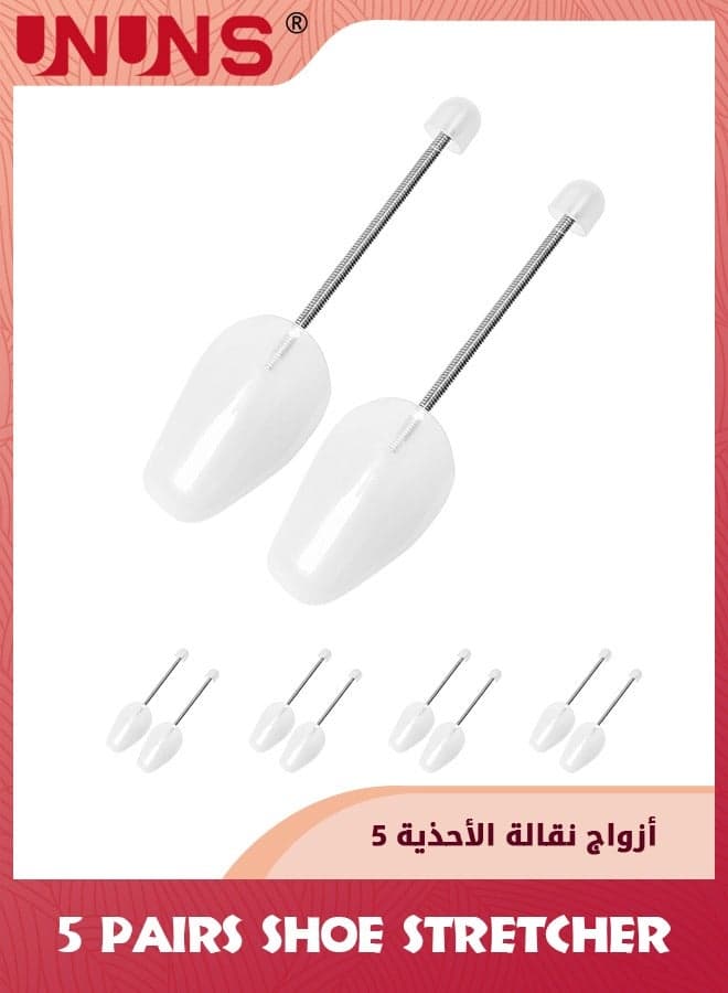 Shoe Stretcher,Shoe Trees Shaper,5 Pairs Adjustable Length Men Shoe Tree,Plastic Shoe Tree For Men Size,Practical Portable Shoe Support With Tension Spring Coil,For Cleaning Shaping/Crease Prevention