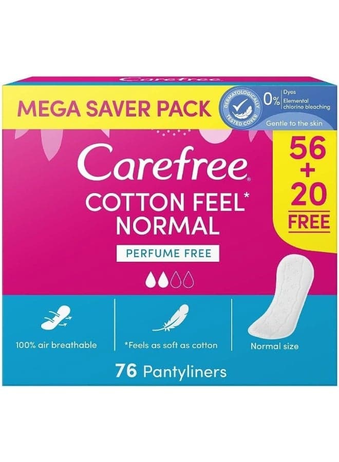 Cotton Feel Panty Liners, Unscented, Soft & Comfortable for Everyday Use, Ideal for Light Protection