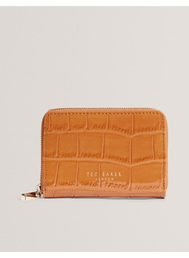 Croc Effect Small Zip Around Wallet