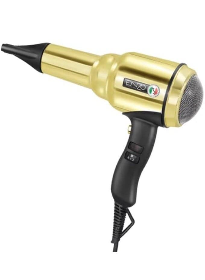 Enzo Professional Hair Dryer – Powerful Motor, Heat & Speed Settings, Cool Shot, with Nozzle Attachments