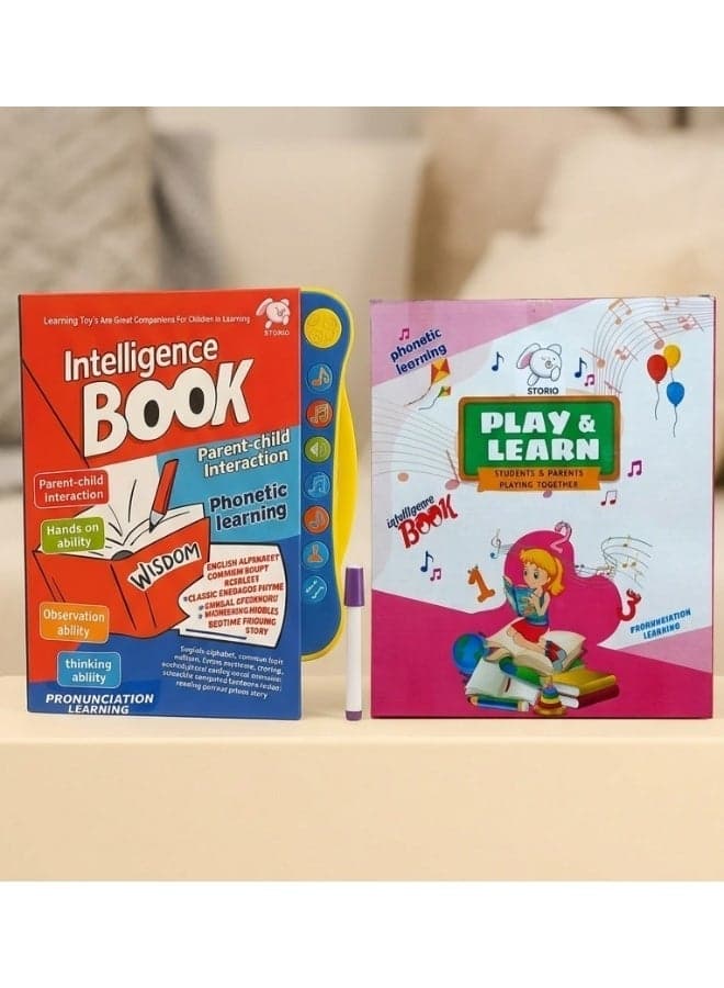 Storio Intelligence Book Sound Book Learning Cards for Children,English Letters & Words Language_Skills Learning Book,Fun Educational Toys. Activities with Numbers, Shapes Learning Book for Toddlers