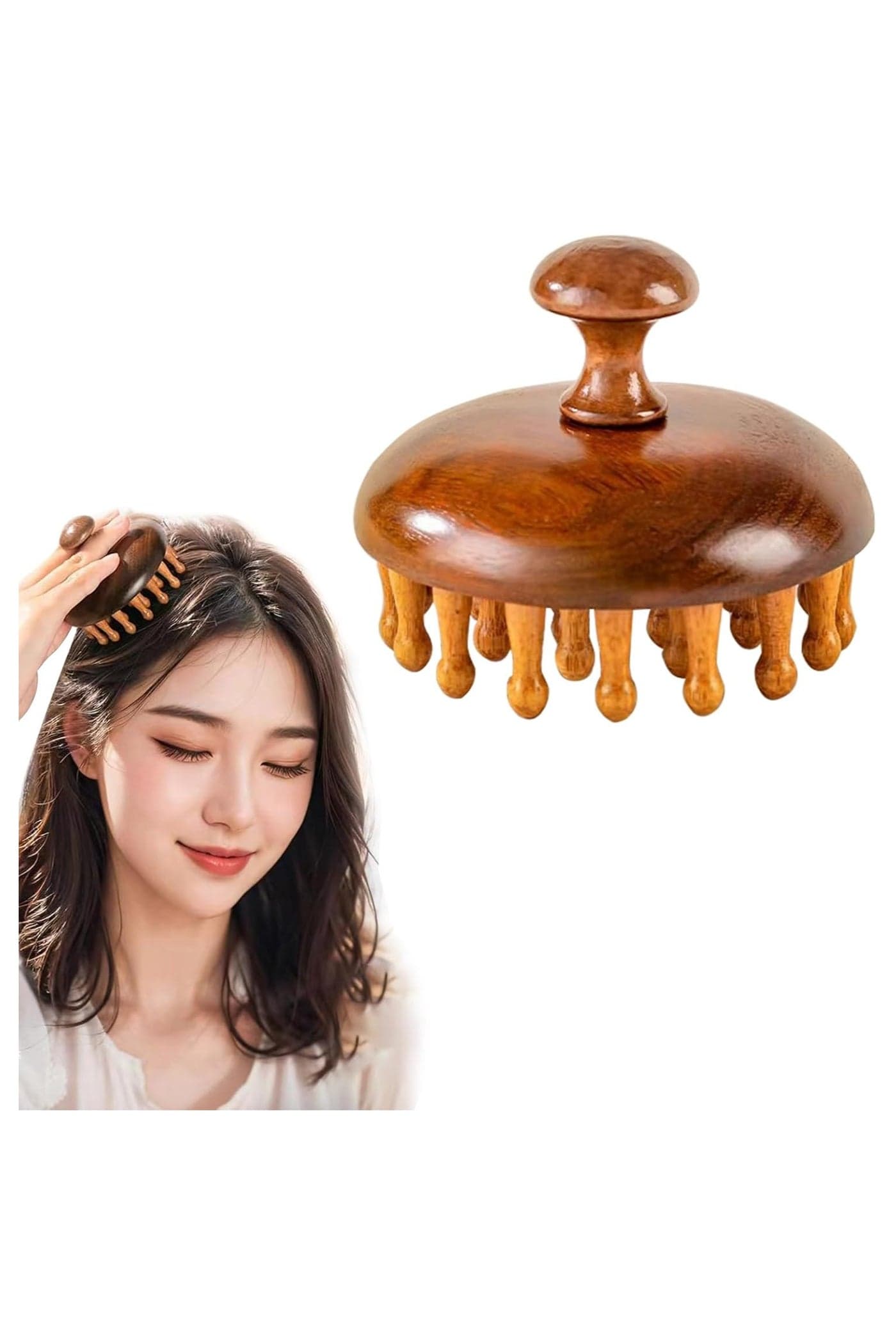 Sandwood Scalp Massage Comb - 28 Pins with Wooden Handle | For Men, Women & Family | Natural Relaxation Tool for Home & Travel