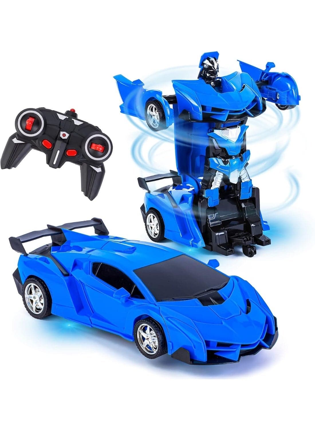 Toys for Boys Transformer Car - High Speed RC Car Robot with Lights, Soft Grip Tires, 360 Degree Turning - Birthday Drift Hobby Gift Toys for Kids & Toddlers (blue)