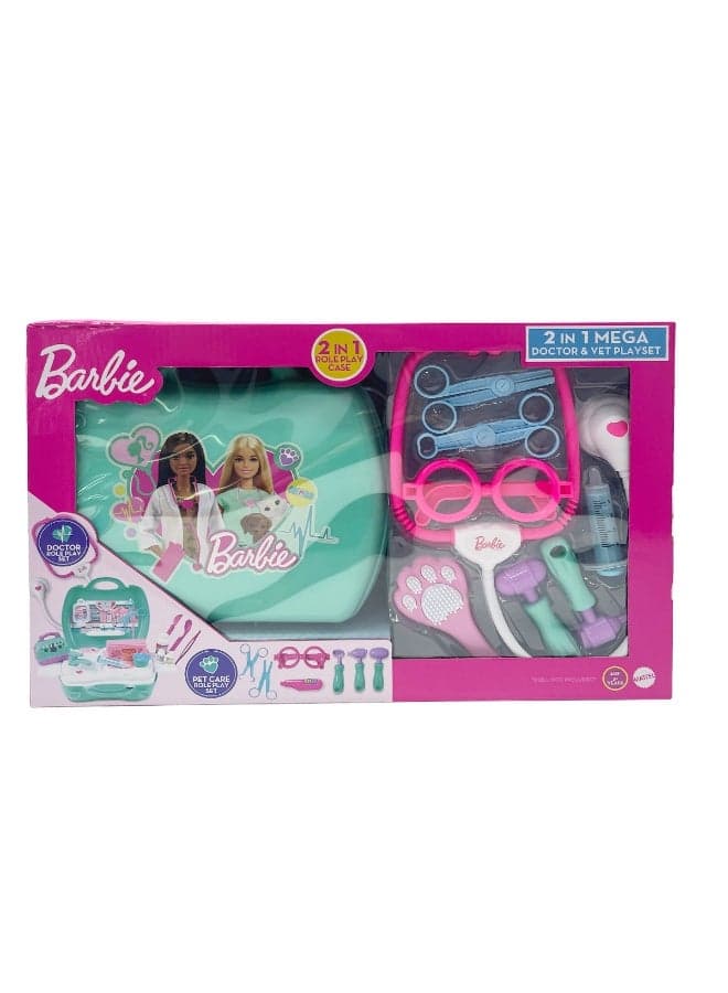 Barbie 2 in 1 Mega Set(Doctor and Vet Playset)