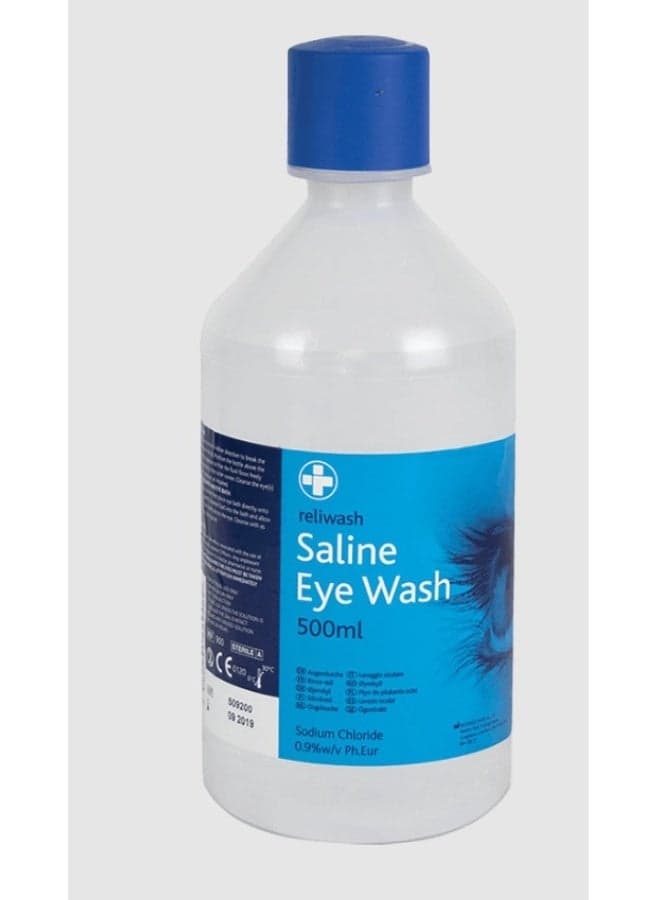 Reliwash Sterile Saline Eye Wash Solution | Eye Rinse & Eye Irrigation | Gentle Eye Cleansing | 500ml