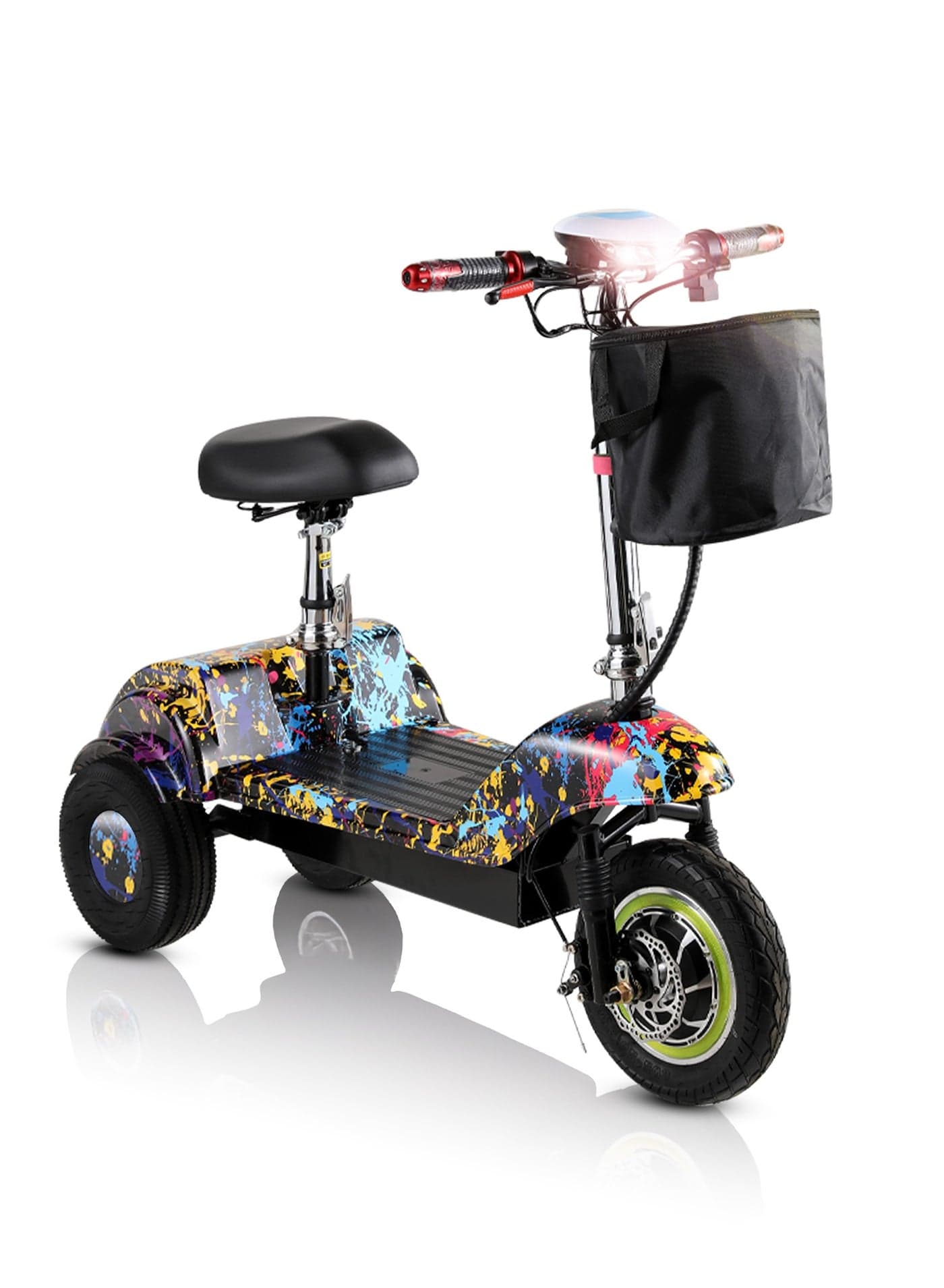 Three Wheels Electric Scooter Mt540 350W Brushless Motor Max Speed 35Km/H Drive, Three Gear 12Inch Tire In Front, Rear Flashing Turn Signals, Folding Commuting Scooter 36V 12Ah Lead Acid Battery