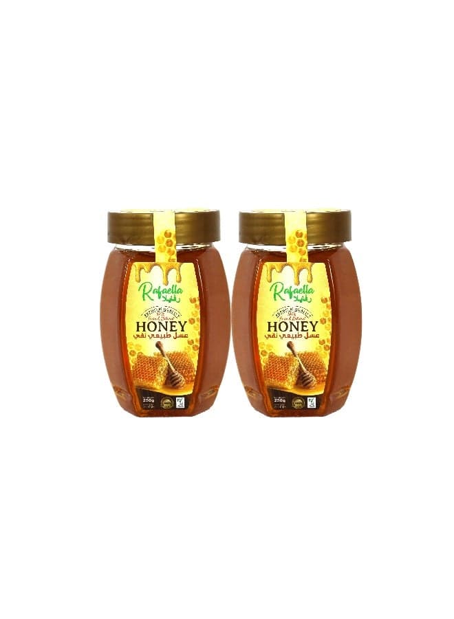 Rafaella Natural Honey Hexa Jar, 2x250g | Premium Quality | 100% Pure Honey | No Added Sugar or Preservatives