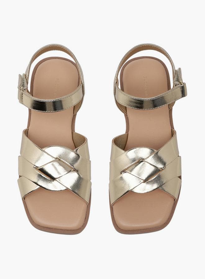 Flora Bella Girls Metallic Hook & Loop Sandals