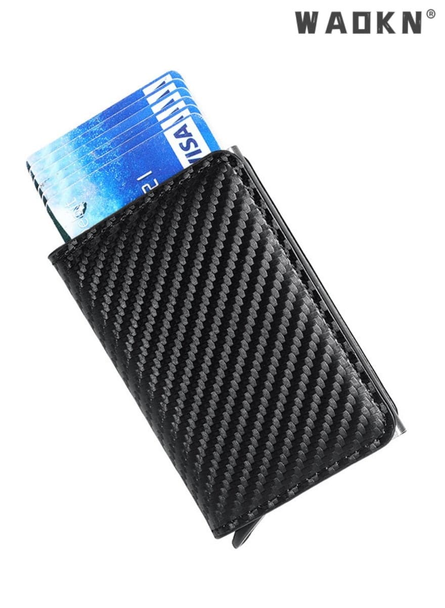 Card Holder Wallet with Coin Pocket Magnetic Closure Pop Up Cards, With ID Window Leather Wallet for Cash & Credit Cards, Slim Business Credit Card Wallet with Money Pocket for Men