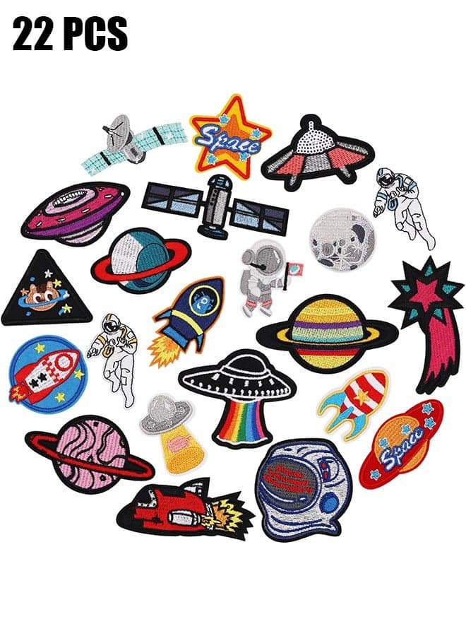 Clothes Decorative Patches, 22 Pieces Astronaut Pattern Embroidered Sewing Decorative Patches for DIY Jeans, Jackets, Kids Clothing, Bags, Hats, Craft Sewing