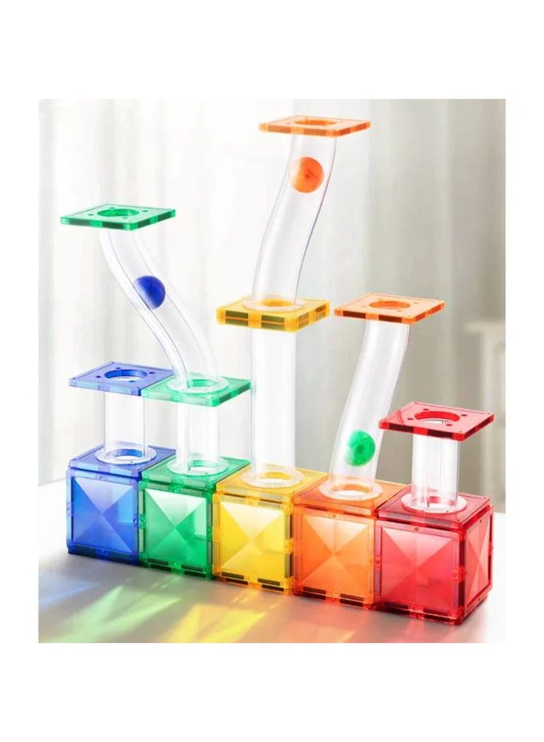 Magnetic Tiles Marble Run Edition – 100 PCS Colorful Building Blocks Set for Kids – STEM Educational Toy with Smooth Tracks & Tubes – Develops Creativity, Engineering & Motor Skills