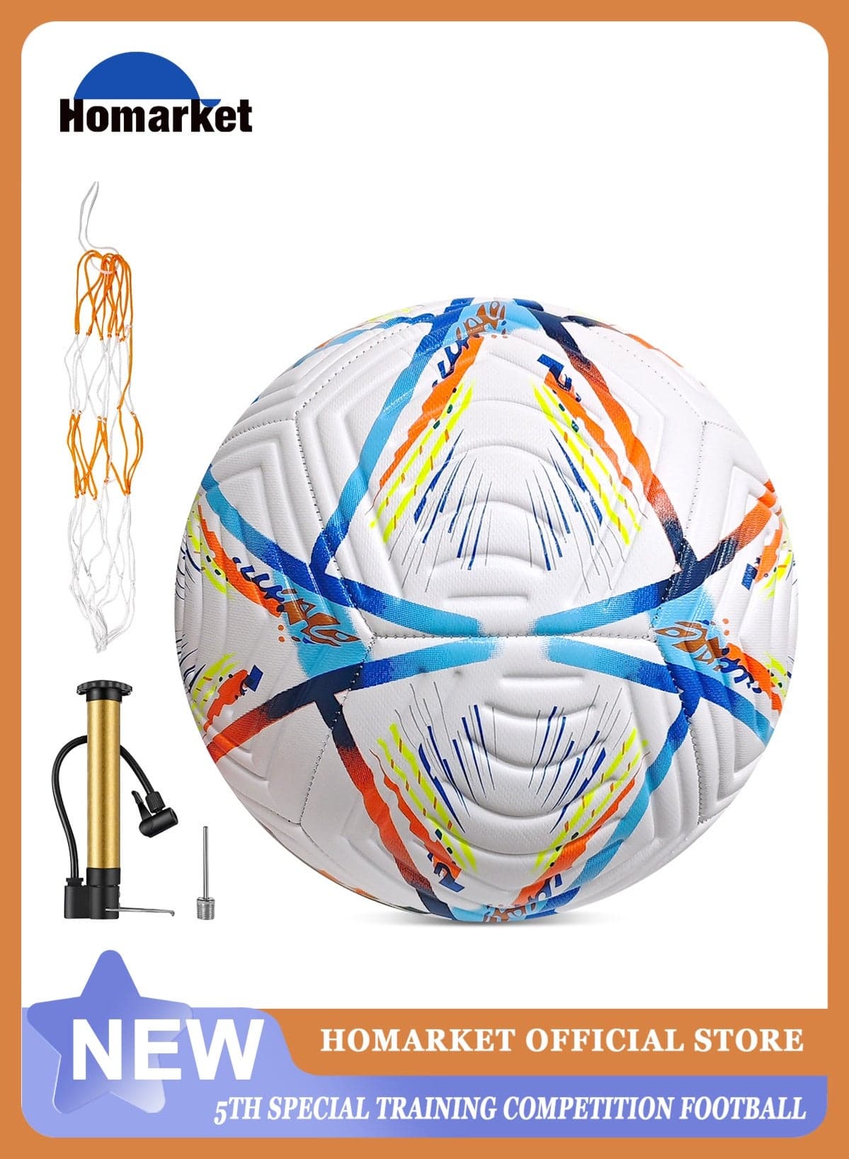 Training Football Soccer Ball, World Cup Premium Quality Football Club Training Ball Club World Cup Ball with Air Pump Size 5 with Excellent Bounce and Shape Retention