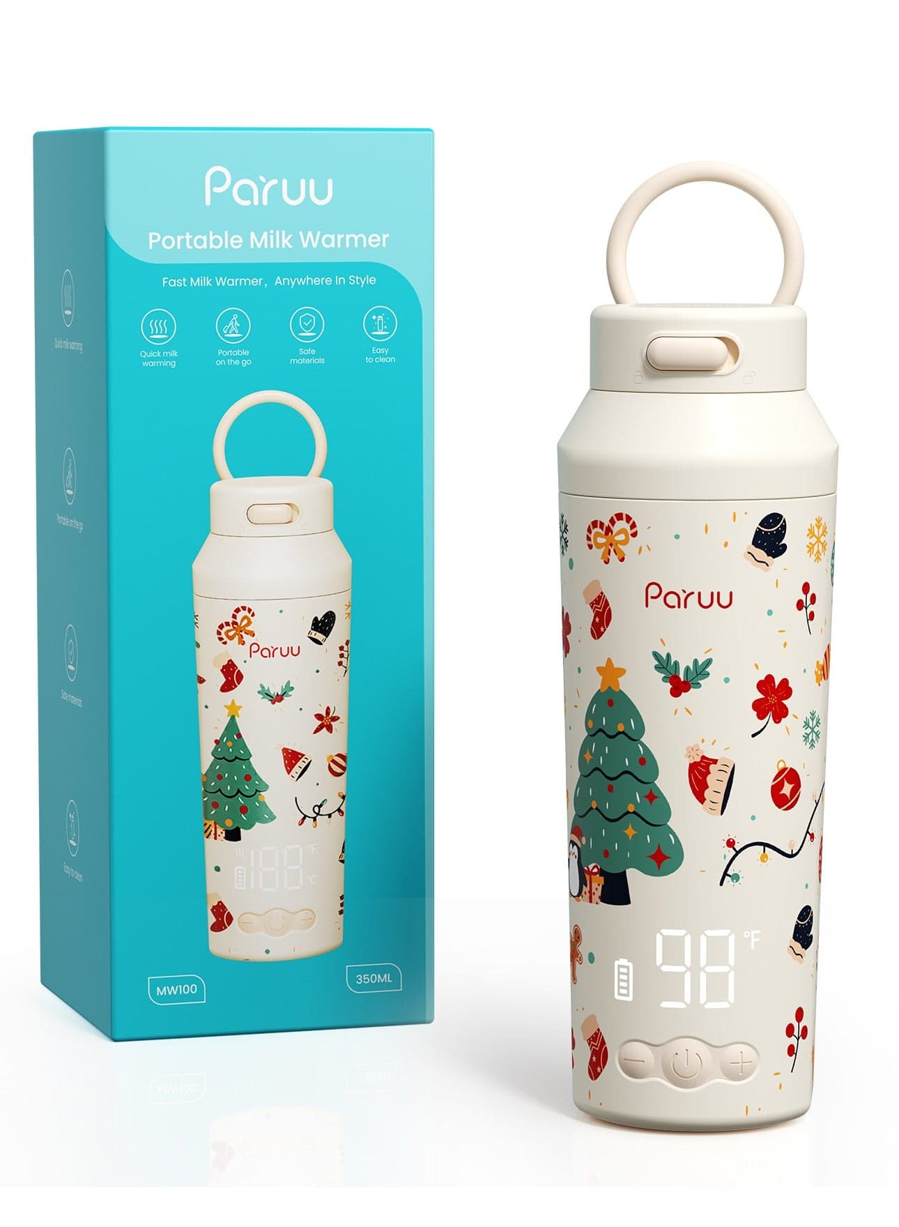 Portable Bottle Warmer for Travel, Easy-Clean Wide Mouth, Portable Milk Warmer with Fast Heating for Night Feeding, 7-Temp Control, Large 12oz