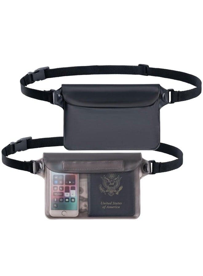 2 Pack Waterproof Pouch, Screen Touch Sensitive Waterproof Dry Bag with Adjustable Waist Strap Fanny Pack for Beach, Boating, Swimming, Kayaking and Outdoor Water Sports
