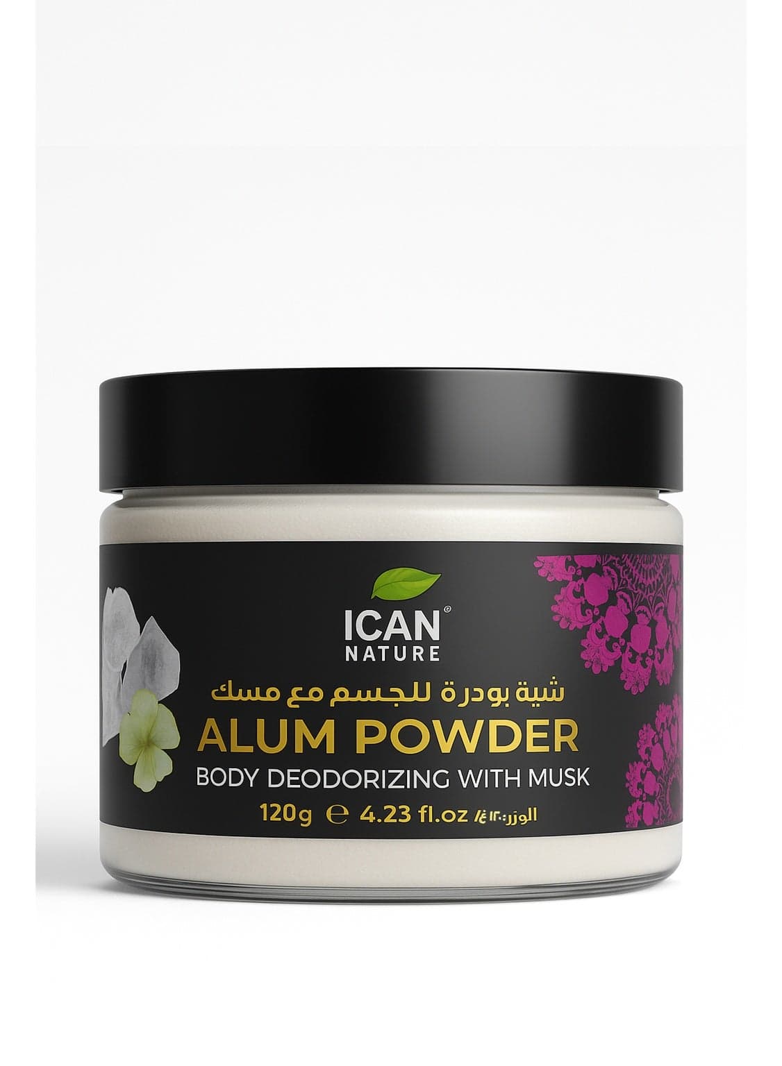 ican Natural Alum Powder with Musk for Body Deodorising, 120g