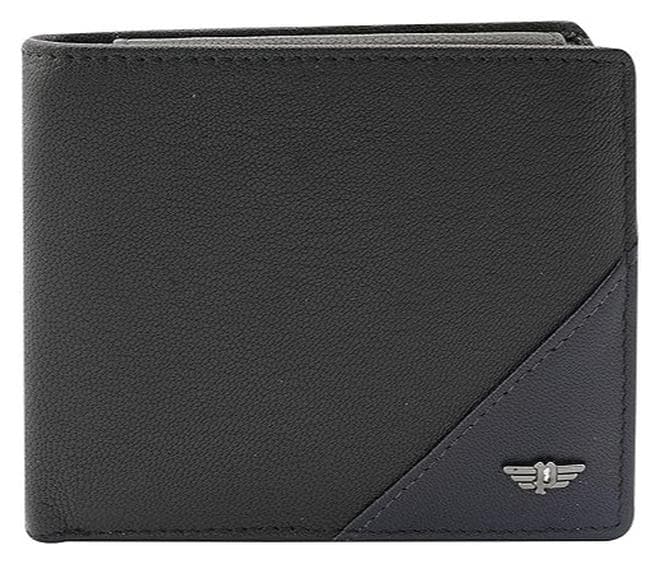 Men's Leather Over Flap Coin Wallet -Black