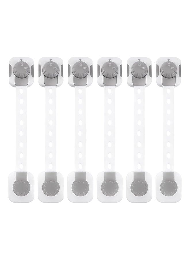 Pack Of 6 Baby Safety Lock With Multi-Functional Adjustable Double Button Baby Anti-Clip Latch System For Cabinets, Drawers, Fridge, Closet Door