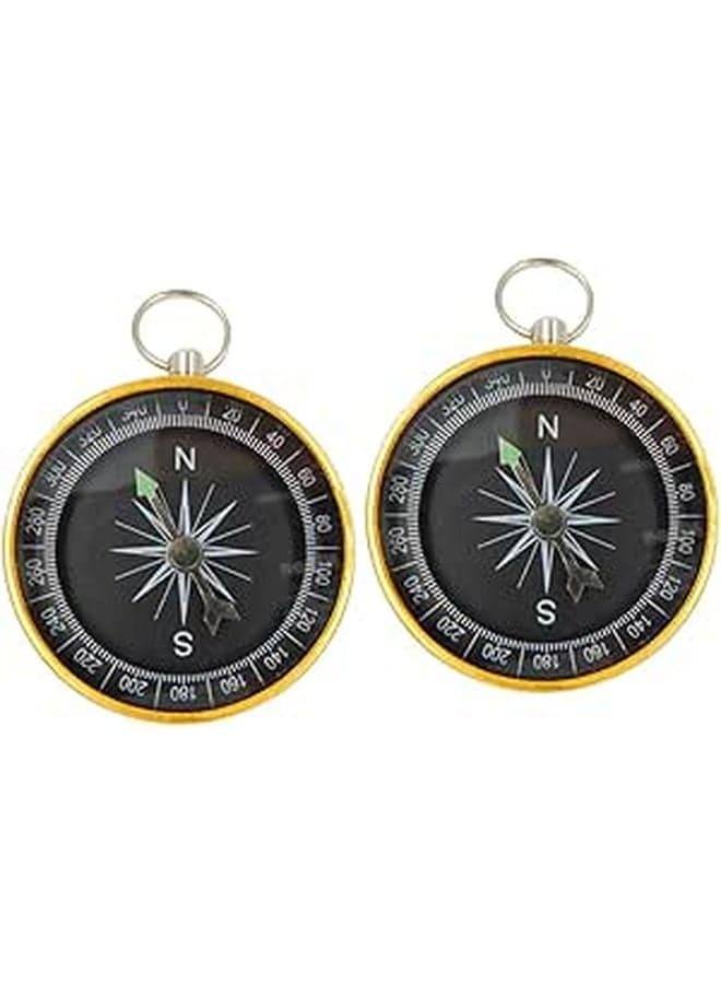 Gold Aluminum Alloy Mini Keychain Compass Lightweight Portable Navigation Tool For Outdoor Hiking Camping