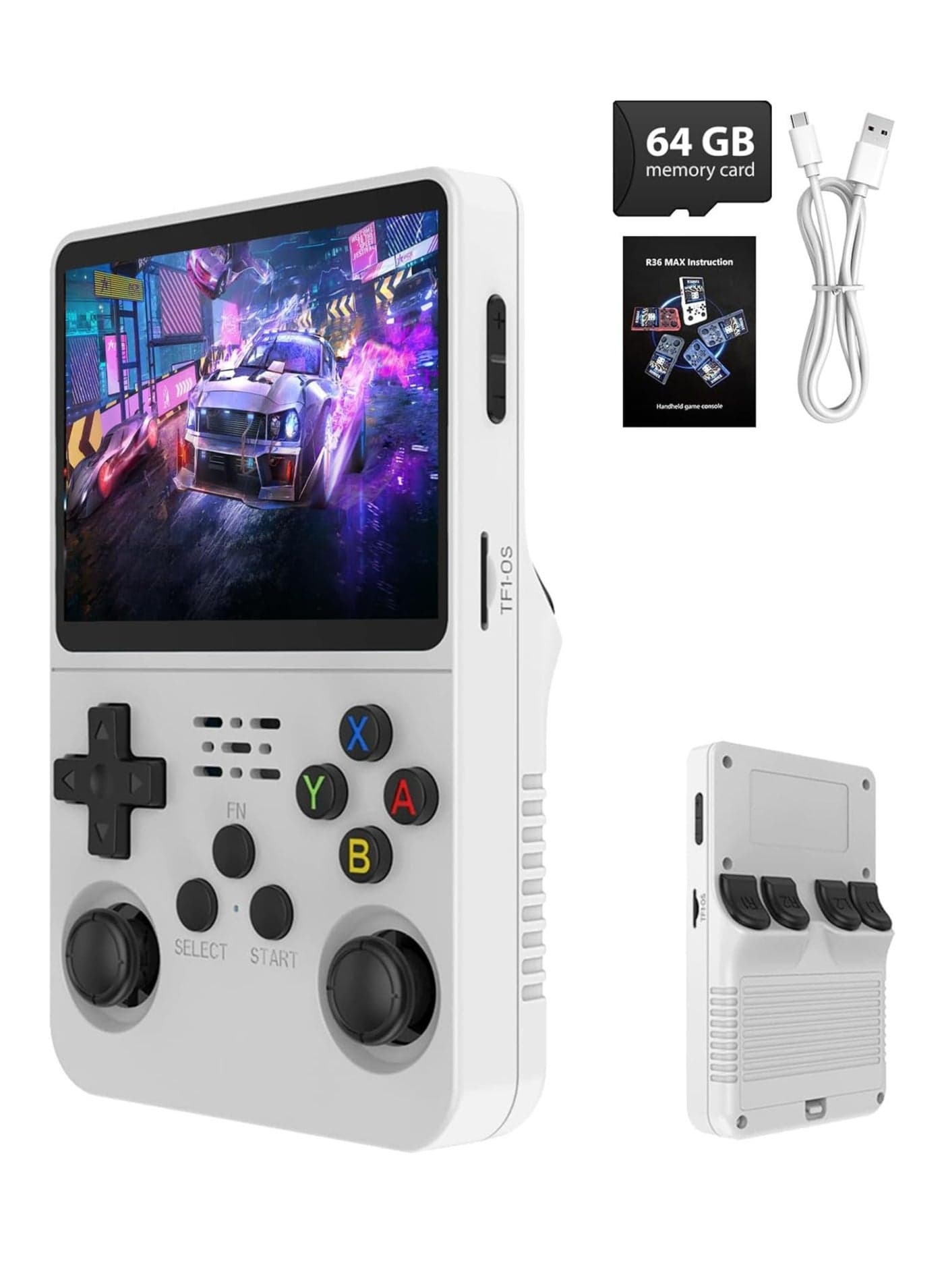 R36S Handheld Game Console, 3.5 Inch IPS Screen Open Source Linux System R36S Game Console, 64G TF Card 10+ Emulator Consola R36S with dual 3D joysticks for boys and girls