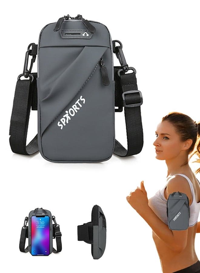 Cell Phone Arm Band Mobile Phone Holder Sports Arm Bag, Waterproof Phone Arm Case, Running Phone Armband, Outdoor Running Bag for Smartphones up to 7 Inches(Gray)