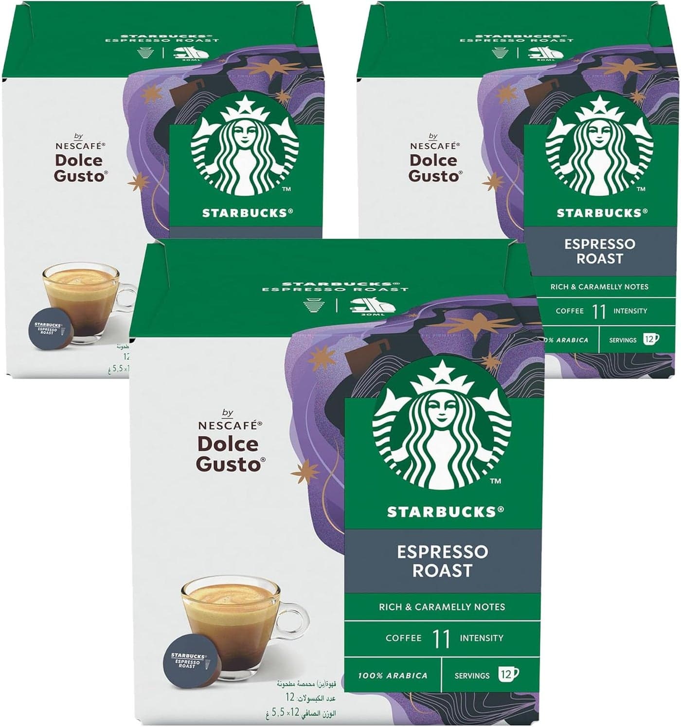 Nescafe Dolce Gusto Espresso Roast 12 Capsules of 5.5g-66g Pack of 3